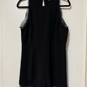 Elegant Black Lace-Trimmed Romper